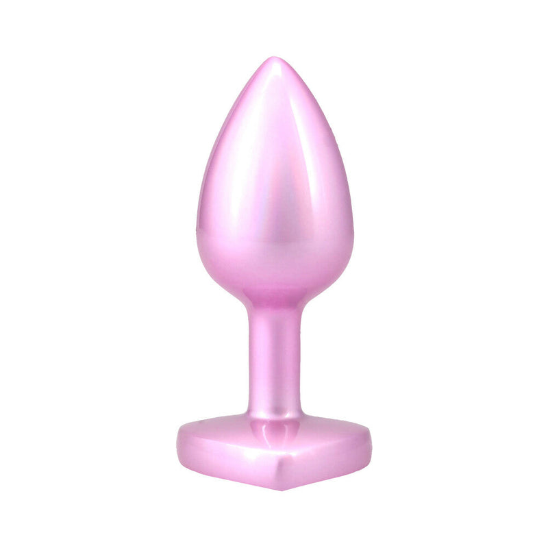 Booty Bling Heart Diamond Jeweled Metal Plug Pink Small