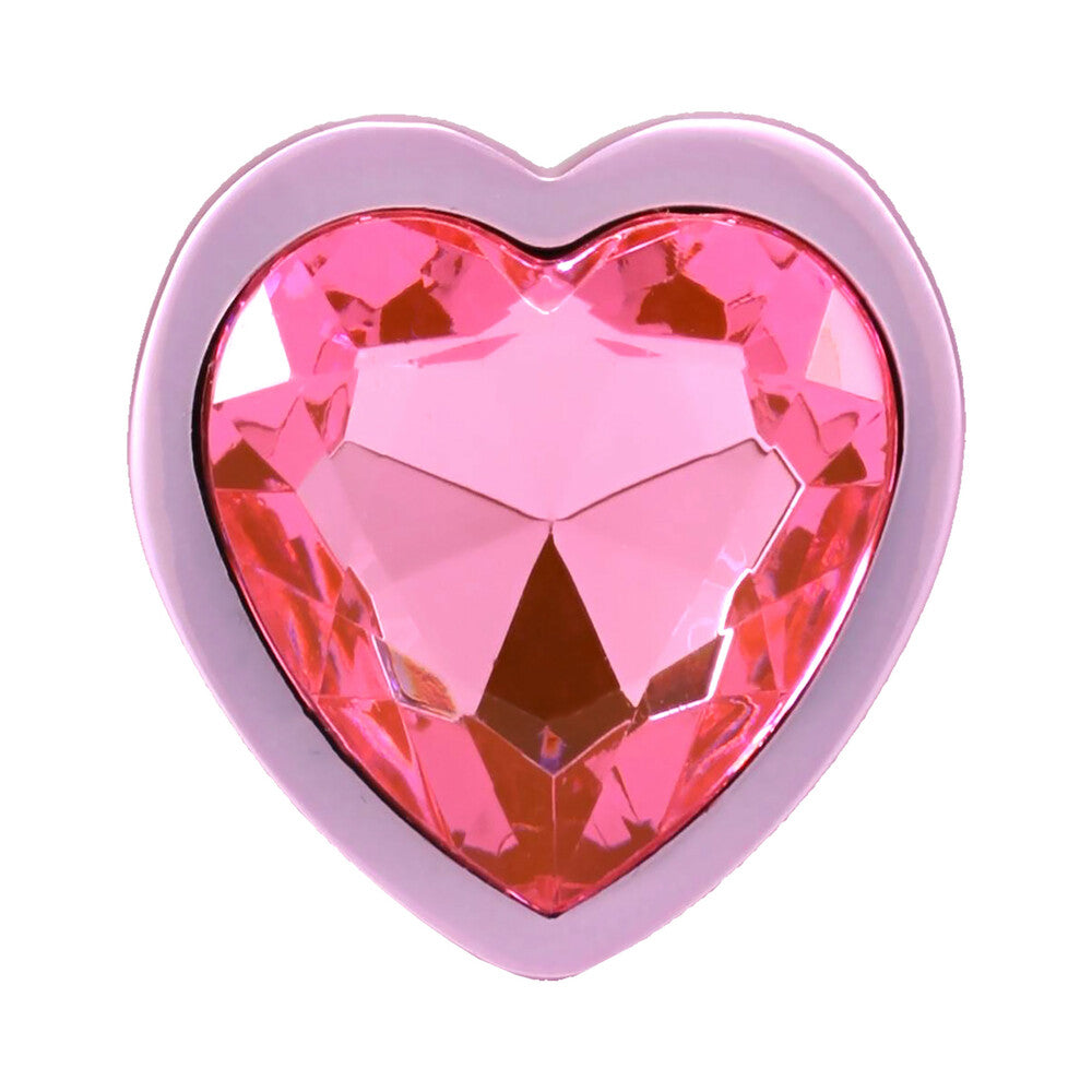 Booty Bling Heart Diamond Jeweled Metal Plug Pink Small