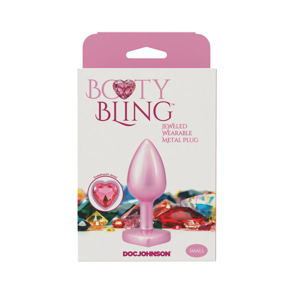 Booty Bling Heart Diamond Jeweled Metal Plug Pink Small