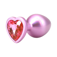 Booty Bling Heart Diamond Jeweled Metal Plug Pink Medium