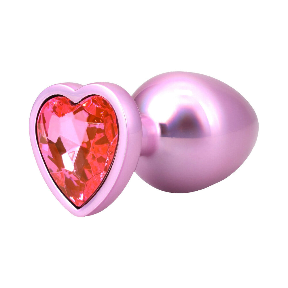 Booty Bling Heart Diamond Jeweled Metal Plug Pink Large