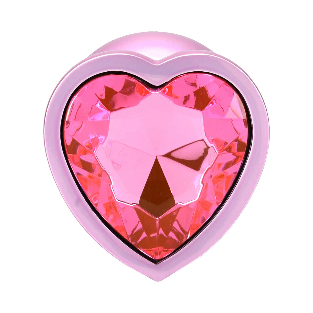 Booty Bling Heart Diamond Jeweled Metal Plug Pink Large