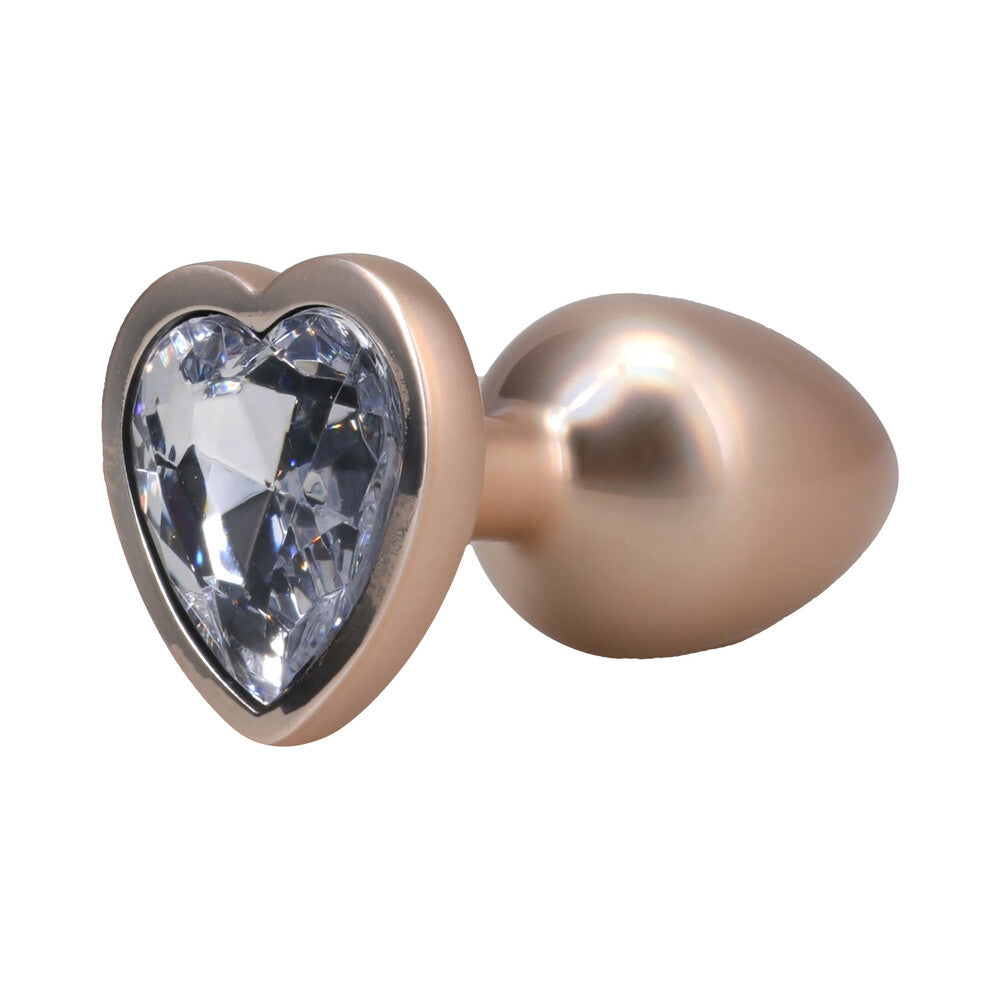 Booty Bling Heart Diamond Jeweled Metal Plug Gold Small
