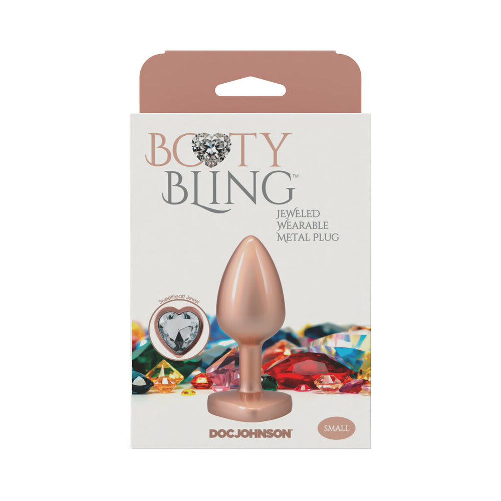 Booty Bling Heart Diamond Jeweled Metal Plug Gold Small