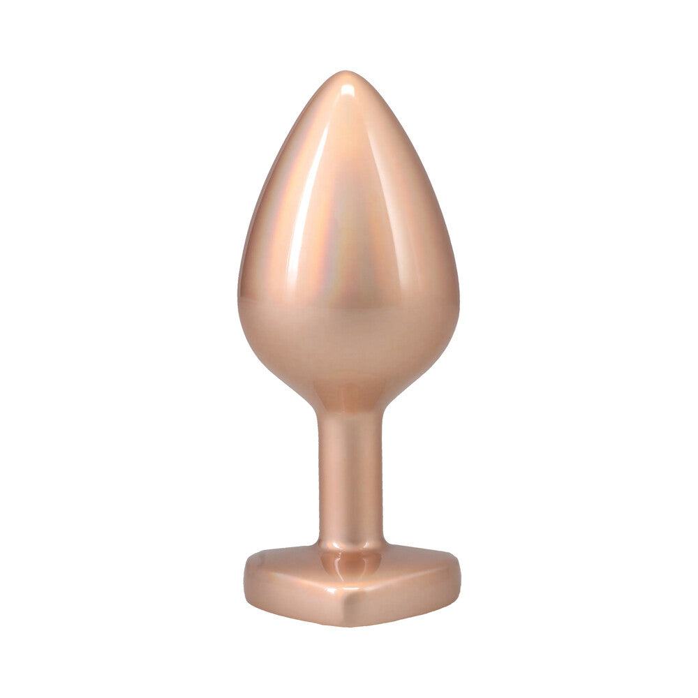 Booty Bling Heart Diamond Jeweled Metal Plug Gold Medium