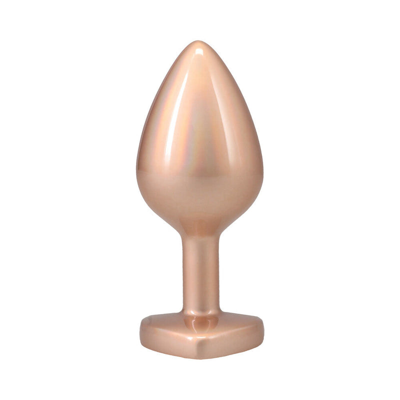 Booty Bling Heart Diamond Jeweled Metal Plug Gold Medium