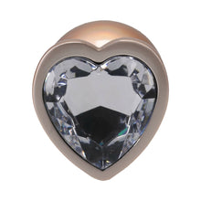 Booty Bling Heart Diamond Jeweled Metal Plug Gold Medium