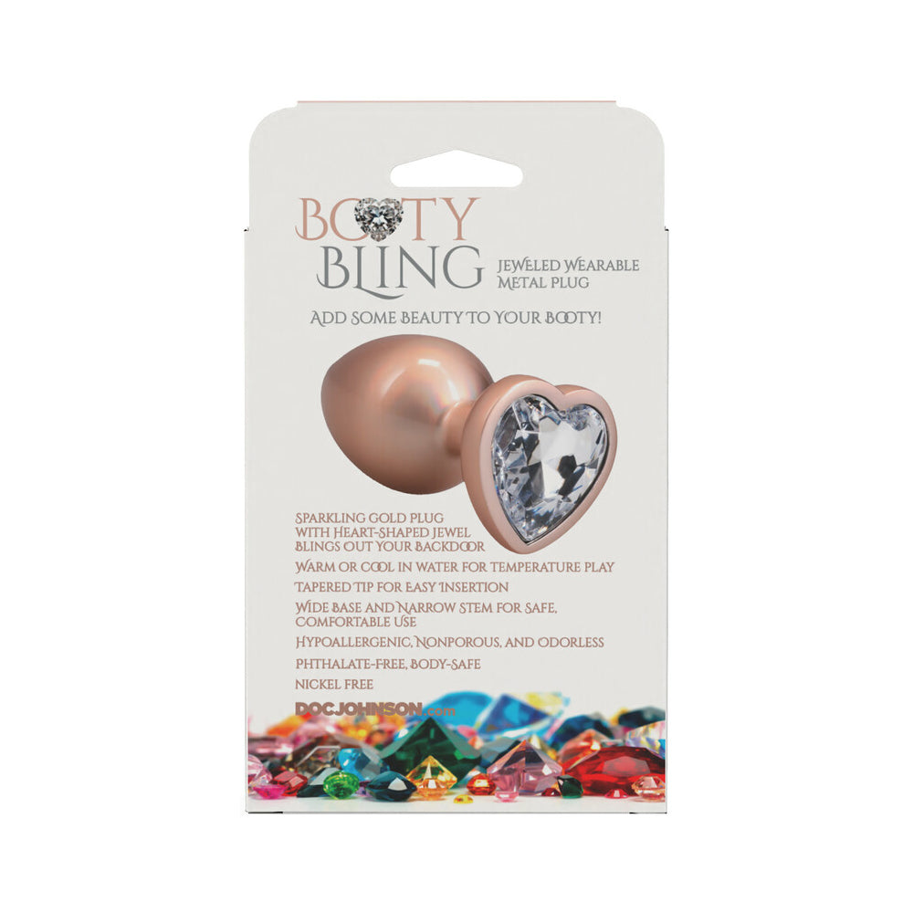 Booty Bling Heart Diamond Jeweled Metal Plug Gold Large