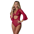 Magic Silk Black Cherry 3/4 Sleeve Playsuit Cherry L/XL