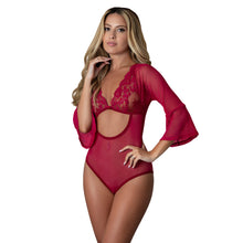 Magic Silk Black Cherry 3/4 Sleeve Playsuit Cherry L/XL