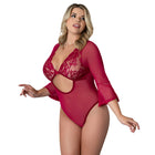 Magic Silk Black Cherry 3/4 Sleeve Playsuit Cherry Queen Size