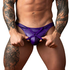 Male Power Eggplant Crossover Thong Plum L/XL