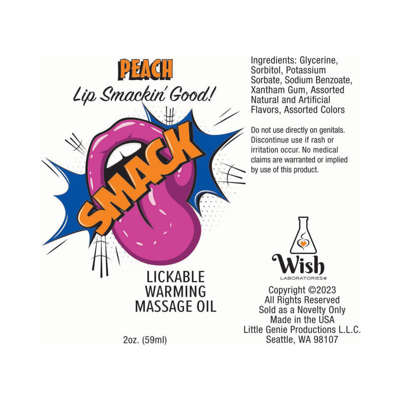 Smack Lickable Massage Oil 3 ml Pouch Peach