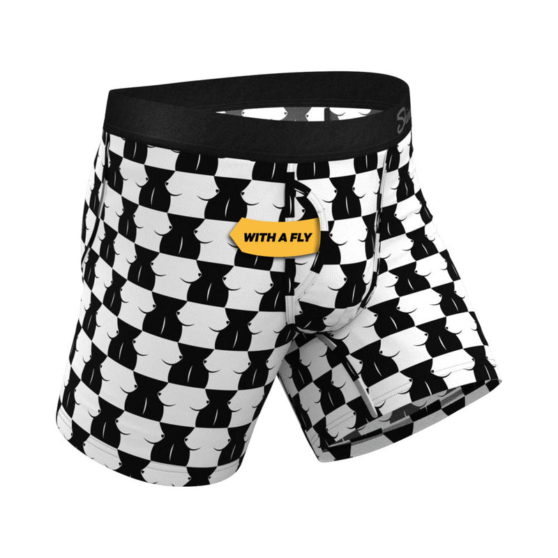 Shinesty The Chest Mate Checkered Ball Hammock Pouch Underwear with Fly L