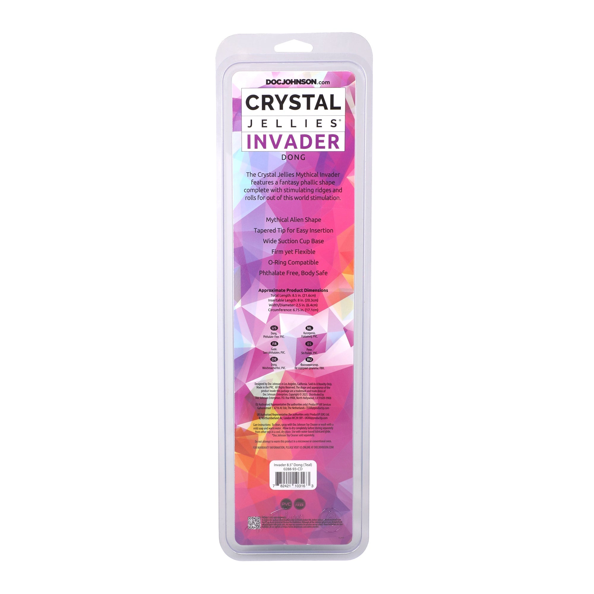 Crystal Jellies Invader 8.5 in. Dildo Teal