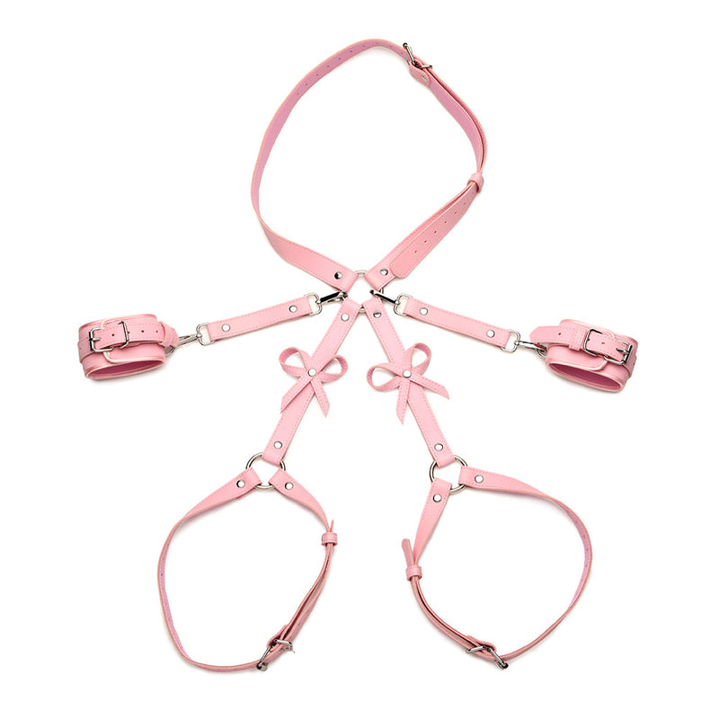 STRICT Bondage Harness with Bows Pink XL-2XL