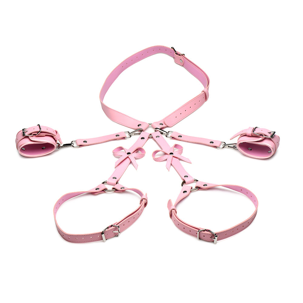 STRICT Bondage Harness with Bows Pink XL-2XL