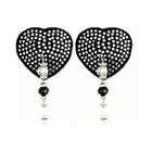 Bijoux de Nip Black Crystal Heart Pasties with Faceted Beads