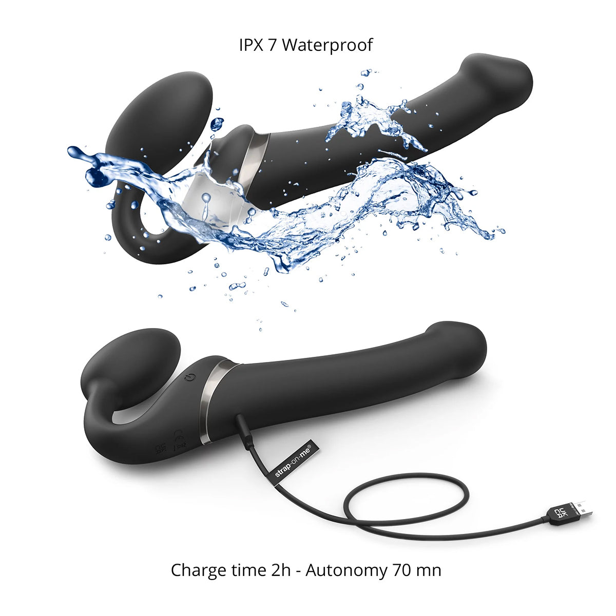 Strap-On-Me Multi Orgasm Bendable Strapless Strap-On Black Small