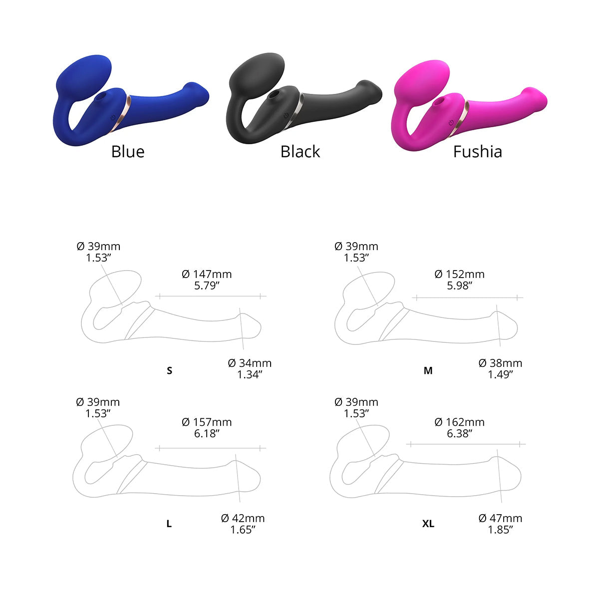 Strap-On-Me Multi Orgasm Bendable Strapless Strap-On Black Small